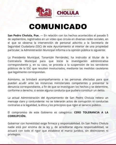 INVESTIGAN A POLICÍAS EN SAN PEDRO CHOLULA – Entérate Puebla
