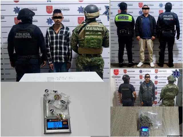 POR SU PROBABLE RESPONSABILIDAD EN DELITOS CONTRA LA SALUD Y LESIONES CULPOSAS, DETIENE SSC DE HUEJOTZINGO A TRES SUJETOS EN JUNTAS AUXILIARES – Entérate Puebla